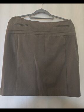 Express Dark Brown Mini Skirt with Faux Welt Pockets